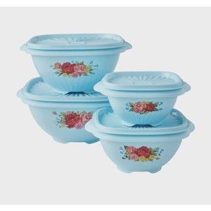 Pioneer Woman Sweet Rose 8-Piece Food Storage Containers Asstd. Capacity No Box